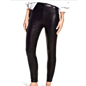 Leith Womens High Waist Faux Leather Moto Leggings in Black Size Small